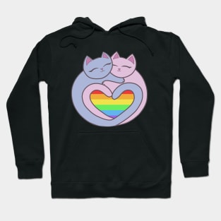 Rainbow Pride Heart Cats Kawaii Hoodie